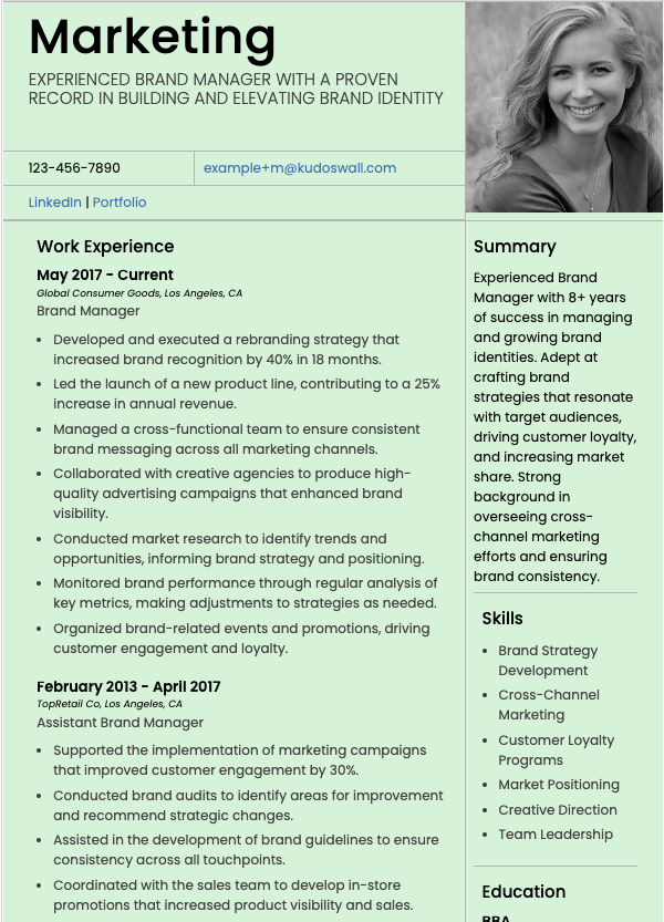 Example Resume - Brand Marketing