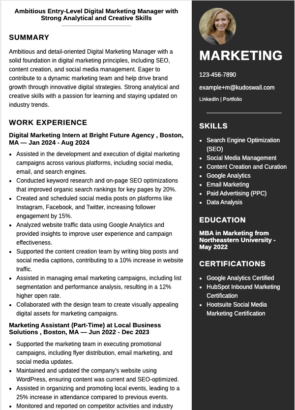 Example Resume - Digital Marketing